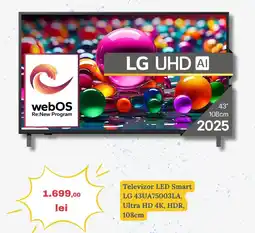 Media Galaxy Televizor LED Smart LG 43UA75003LA, Ultra HD 4K, HDR, 108cm Ofertă