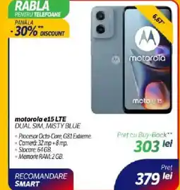 Flanco Motorola e15 lte dual sim, misty blue Ofertă