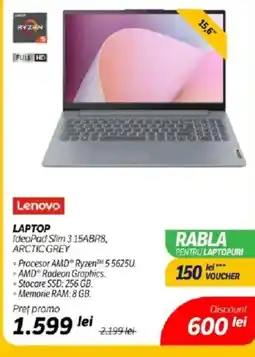 Flanco Lenovo Laptop ideapad slim 3 15abr8, arctic grey Ofertă