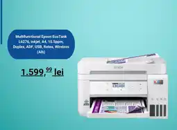 evoMag Multifunctional Epson EcoTank L6276, inkjet, A4, 15.5ppm, Duplex, ADF, USB, Retea, Wireless (Alb) Ofertă