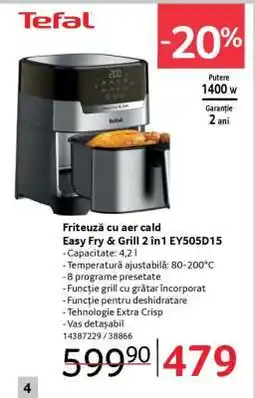 Selgros Friteuză cu aer cald Easy Fry & Grill 2 în 1 EY505D15 Ofertă