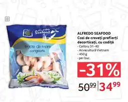 Selgros ALFREDO SEAFOOD Cozi de creveți prefierți decorticați, cu codiță Ofertă
