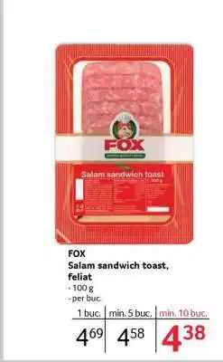Selgros Fox Salam Sandwich Toast Feliat Ofertă
