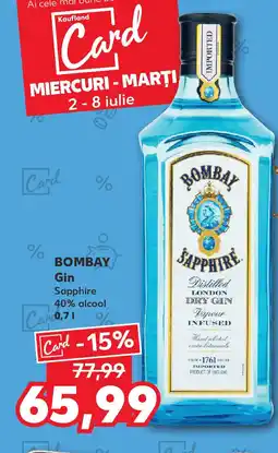Kaufland BOMBAY Gin Sapphire 40% alcool Ofertă
