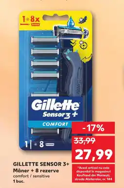 Kaufland GILLETTE Sensor 3+ Mâner + 8 rezerve Ofertă