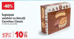 Carrefour Îngheţată sandvici cu biscuiți Carrefour Classic Ofertă