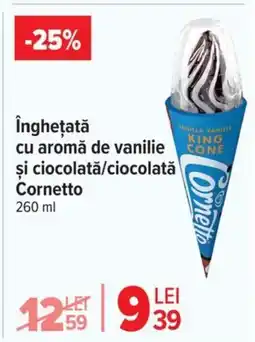 Carrefour Înghețţată cu aromă de vanilie şi ciocolată/ciocolată Cornetto Ofertă
