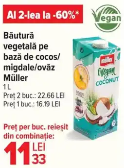 Carrefour Băutură vegetală pe bază de cocos/ migdale/ovăz Müller Ofertă