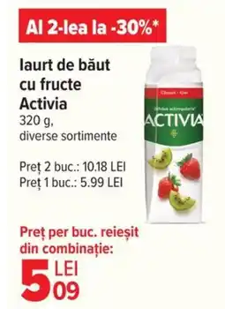 Carrefour laurt de băut cu fructe Activia Ofertă