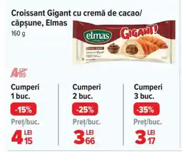 Carrefour Croissant Gigant cu cremă de cacao/ căpșune, Elmas Ofertă