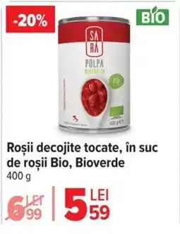 Carrefour Roşii decojite tocate, în suc de roşii Bio, Bioverde Ofertă