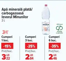 Carrefour Apă minerală platǎ/ carbogazoasă Izvorul Minunilor Ofertă