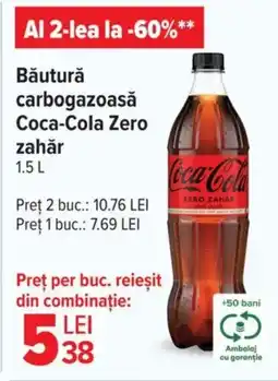 Carrefour Băutură carbogazoasă Coca-Cola Zero zahăr Ofertă