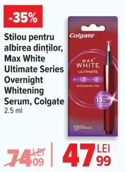 Carrefour Stilou pentru albirea dinților, Max White Ultimate Series Overnight Whitening Serum, Colgate Ofertă