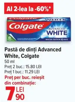 Carrefour Pastă de dinți Advanced White, Colgate Ofertă