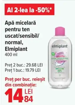 Carrefour Apă micelarǎ pentru ten uscat/sensibil/ normal, Elmiplant Ofertă