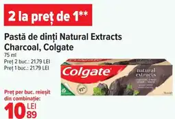 Carrefour Pastă de dinți Natural Extracts Charcoal, Colgate Ofertă