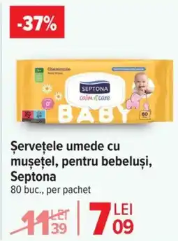 Carrefour Şervețele umede cu musețel, pentru bebeluşi, Septona Ofertă