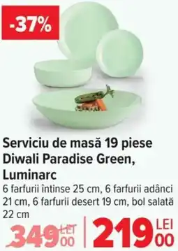 Carrefour Serviciu de masă 19 piese Diwali Paradise Green, Luminarc Ofertă