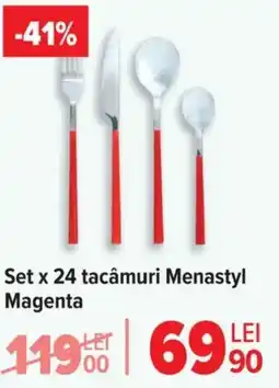 Carrefour Set x 24 tacâmuri Menastyl Magenta Ofertă