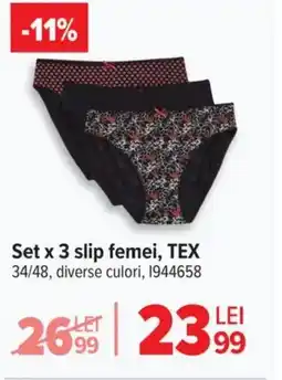 Carrefour Set x 3 slip femei, TEX 34/48 Ofertă