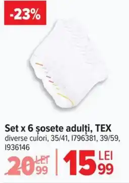 Carrefour Set x 6 şosete adulți, TEX Ofertă