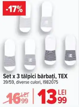 Carrefour Set x 3 tălpici bărbați, TEX 39/59 Ofertă