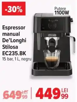 Carrefour Espressor manual De'Longhi Stilosa EC235.BK Ofertă