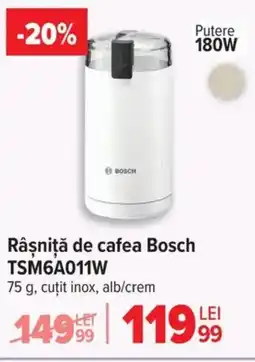 Carrefour Râşniţă de cafea Bosch TSM6A011W Ofertă