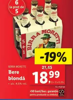 Lidl BIRRA MORETTI Bere blondǎ Ofertă