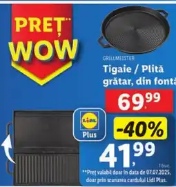 Lidl GRILLMEISTER Tigaie / Plită grătar, din fontǎ Ofertă