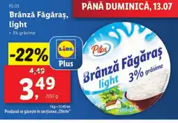 Lidl PILOS Brânză Făgăraș, light Ofertă
