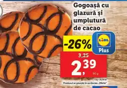 Lidl Gogoaşă cu glazură şi umplutură de cacao Ofertă