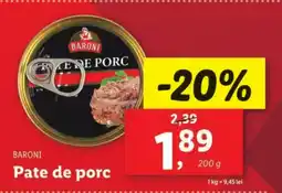Lidl BARONI Pate de porc Ofertă