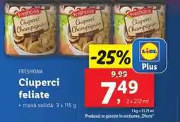 Lidl FRESHONA Ciuperci feliate Ofertă
