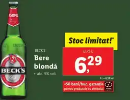 Lidl BECK'S Bere blondǎ Ofertă