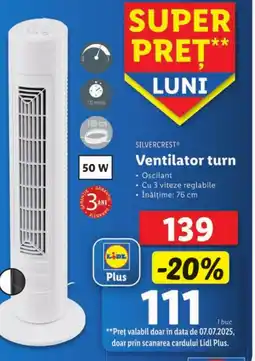 Lidl SILVERCREST Ventilator turn Ofertă