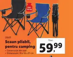 Lidl CRIVIT Scaun pliabil, pentru camping Ofertă
