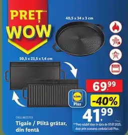 Lidl GRILLMEISTER Tigaie / Plită grătar, din fontǎ Ofertă
