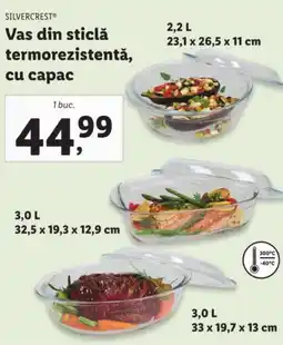 Lidl SILVERCREST Vas din sticlă termorezistentă, cu capac Ofertă