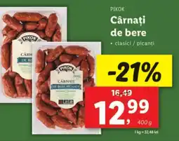 Lidl PIKOK Cârnaţi de bere Ofertă