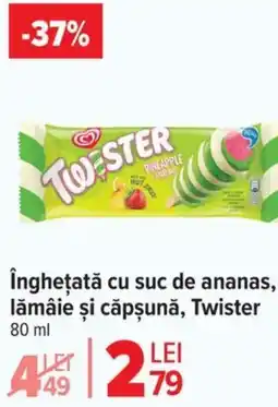 Carrefour Market îngheţată cu suc de ananas, lămâie şi căpşunǎ, Twister Ofertă