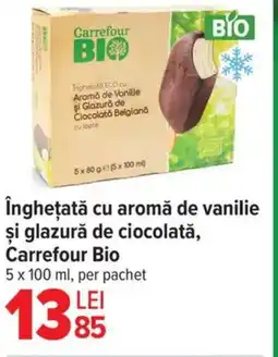 Carrefour Market înghețată cu aromă de vanilie şi glazură de ciocolată, Carrefour Bio Ofertă