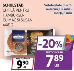 Auchan Schulstad chiflă pentru hamburger cu mac și susan Ofertă