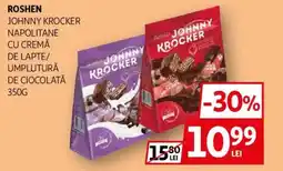Auchan ROSHEN Johnny krocker napolitane cu cremă de lapte/ umplutură de ciocolată Ofertă