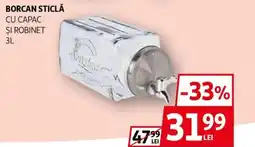 Auchan Borcan sticlă cu capac şi robinet Ofertă