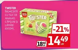 Auchan Twister înghețată cu suc de ananas căpşuni şi lămâie Ofertă