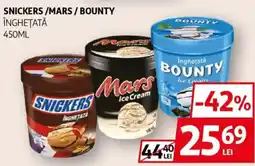 Auchan Snickers/ Mars / Bounty înghețată Ofertă