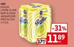 Auchan CIUC Radler lămâie şi lime bere blondă aromatizată fără alcool Ofertă