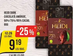 Mega Image Heidi dark ciocolată amăruie,50%/75%/85% Cacao Ofertă